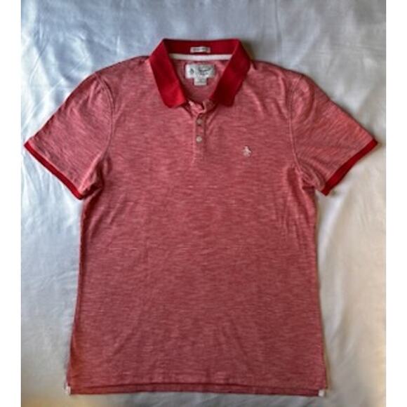 Penguin Heritage Slim Fit Heathered Red Polo - Men's Large - Excellent - Picture 1 of 5